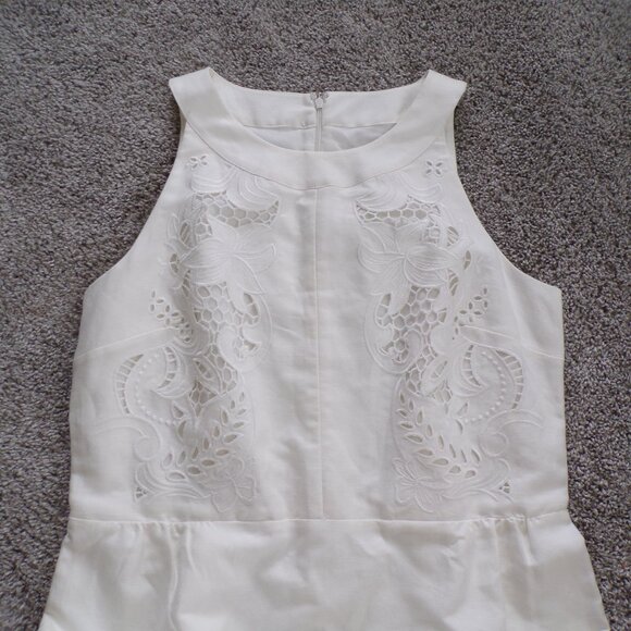 LOFT  linen blend cream dress 10 - Picture 4 of 8